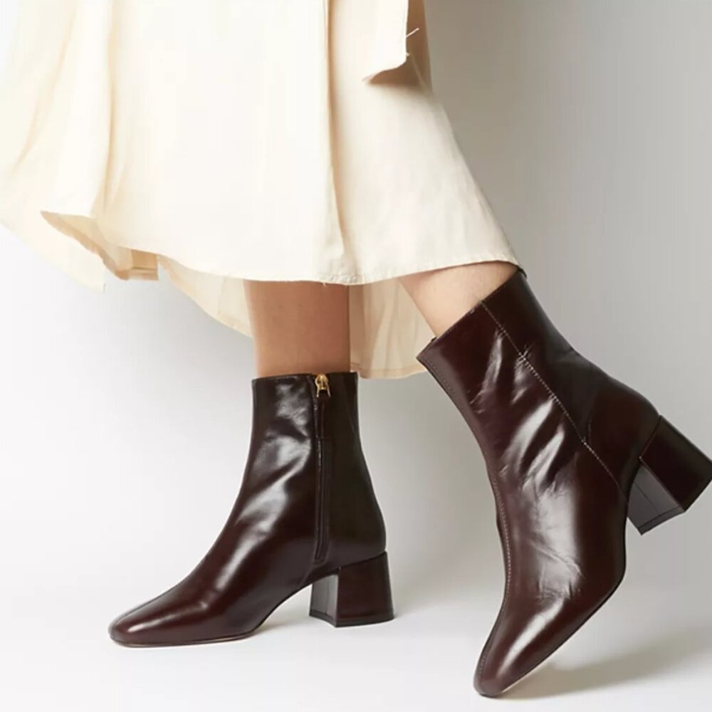 Chocolate Brown Leather Booties